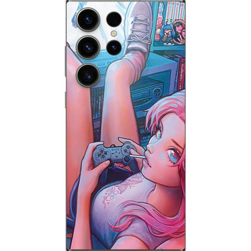 Pink Hair Anime Gamer Girl by Ivy Dolamore Galaxy S25 Ultra Skin